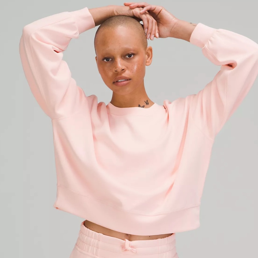 Lululemon Softstreme Perfectly Oversized Crop Crew in Pink Mist